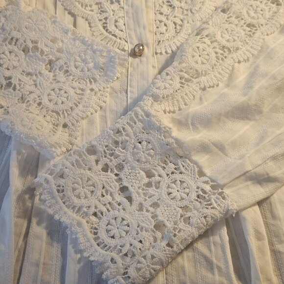 Regal White Boho Lace Button Up Blouse Woman’s 4XL Victorian Prairie Romantic To - Picture 6 of 12